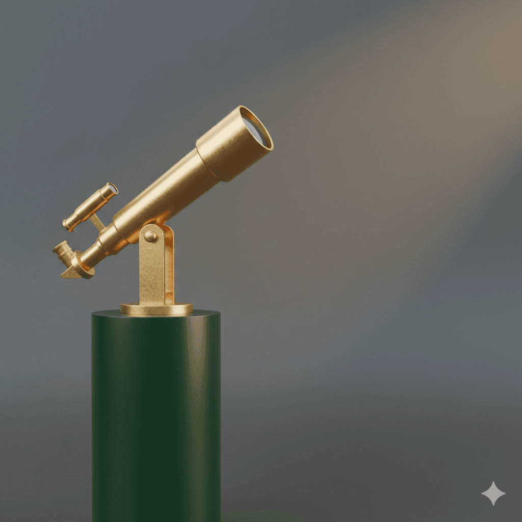 Telescope symbolizing forward-thinking financial vision